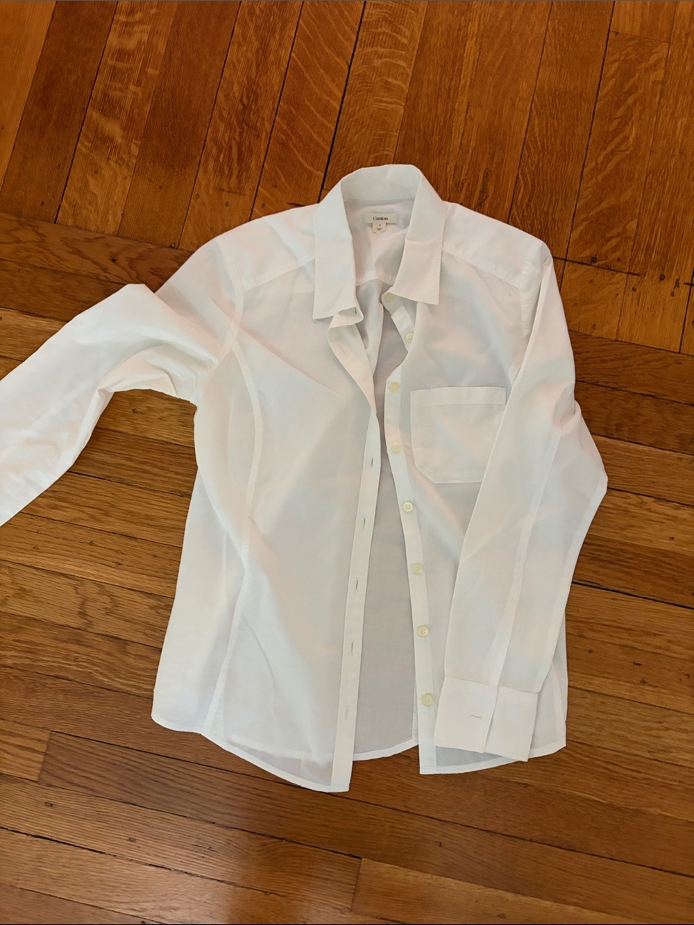 Caslon White Womens long-sleeve blouse - Classic Button-Front Size 8